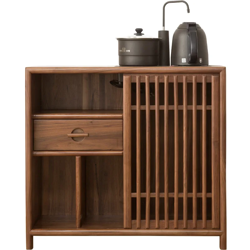 black walnut new Chinese style tea  solid wood Zen tea table boilingcabinet simple living room dining side cabinet