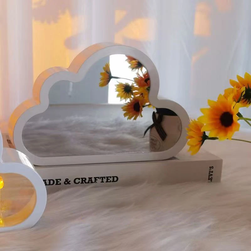 INS Handmade DIY Cloud Tulip Mirror Small Night Light INS Girl Heart Living Room Desktop Decoration Birthday Gift Holiday Gift