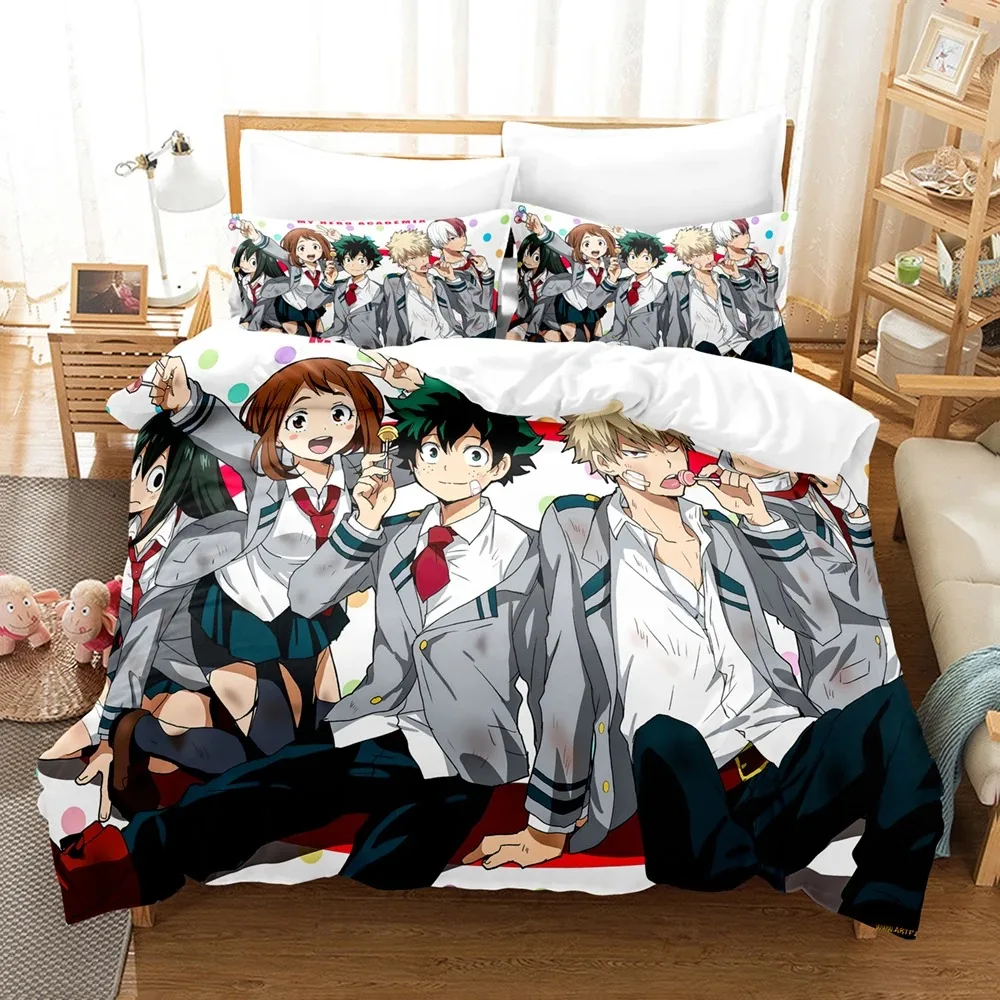 

2014 My hero academia Bedding Set Single Twin Full Queen King Size Kawaii Bed Set Teenagers Bedroom Duvetcover Sets 3D Print 034