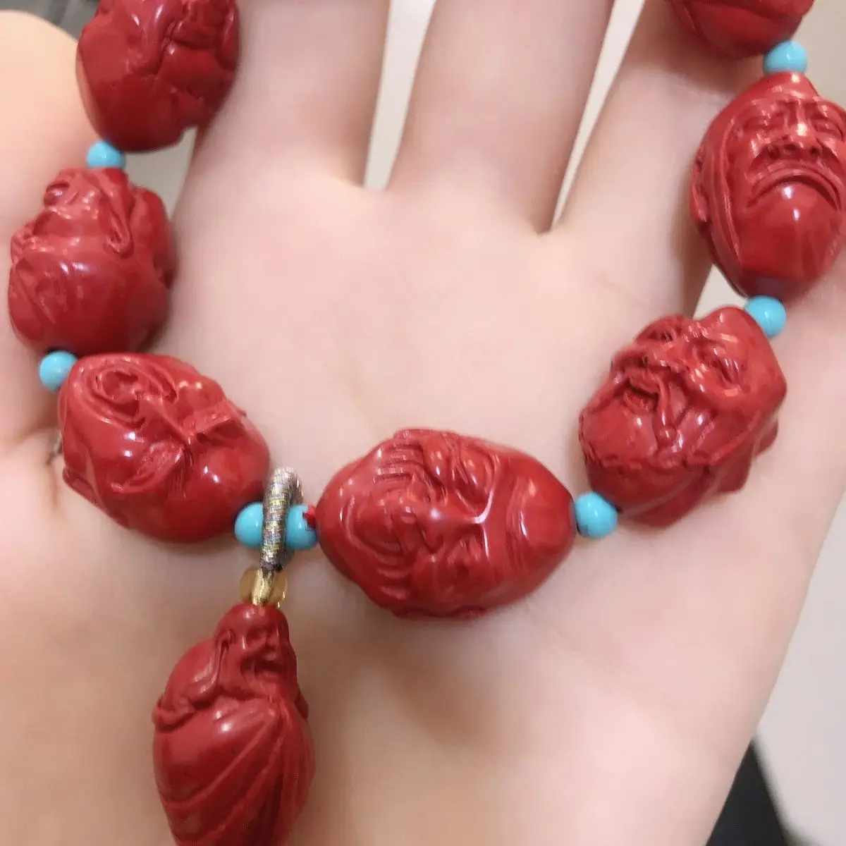 

Cinnabar Eighteen Arhats Double-sided Emulated Natural Purple Gold Sand Bracelet Natal Year Eighteen Venerable Bracelet