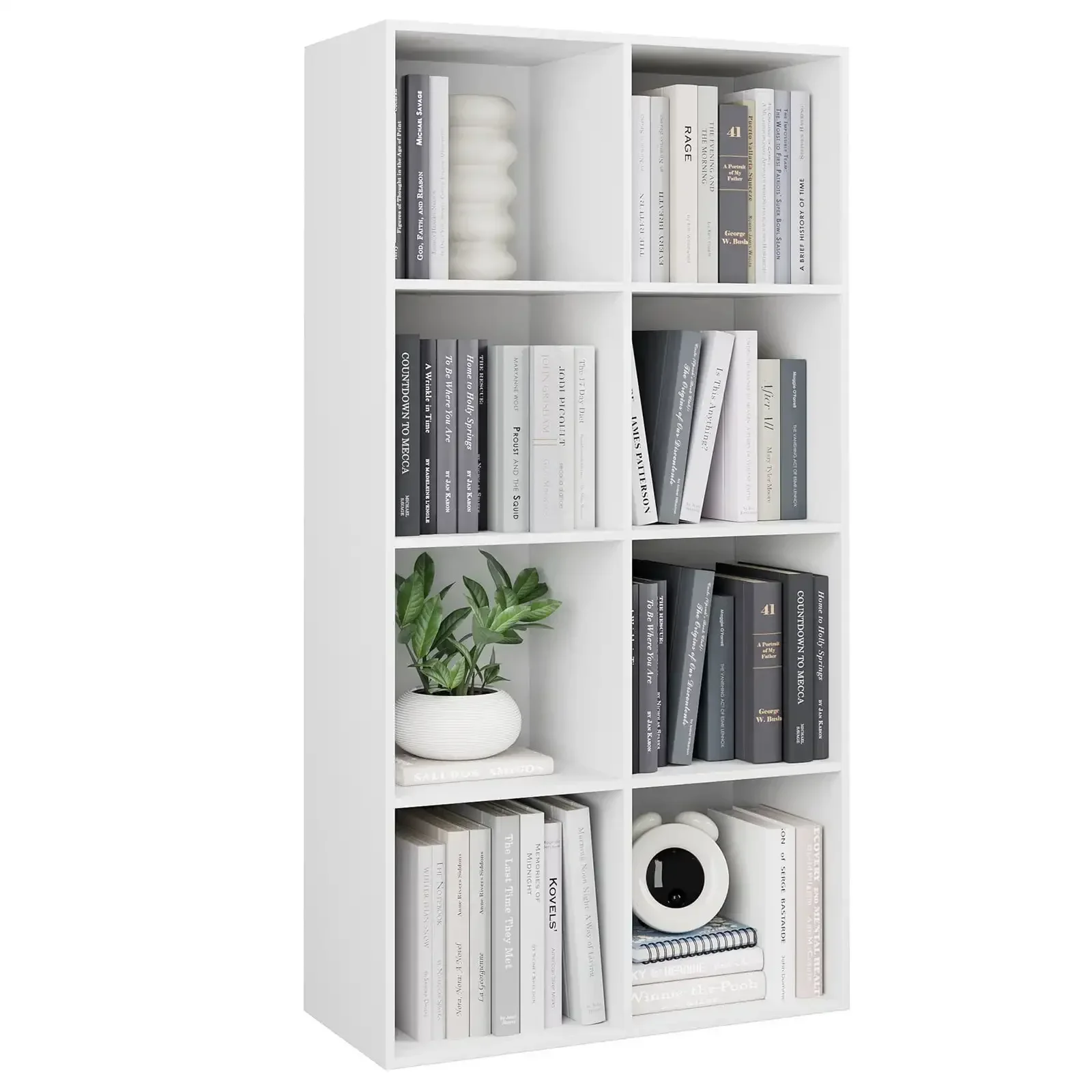 

White Bookcase, 8 Cubes Storage Cabinet Unit Freestanding Display Stand Shelves