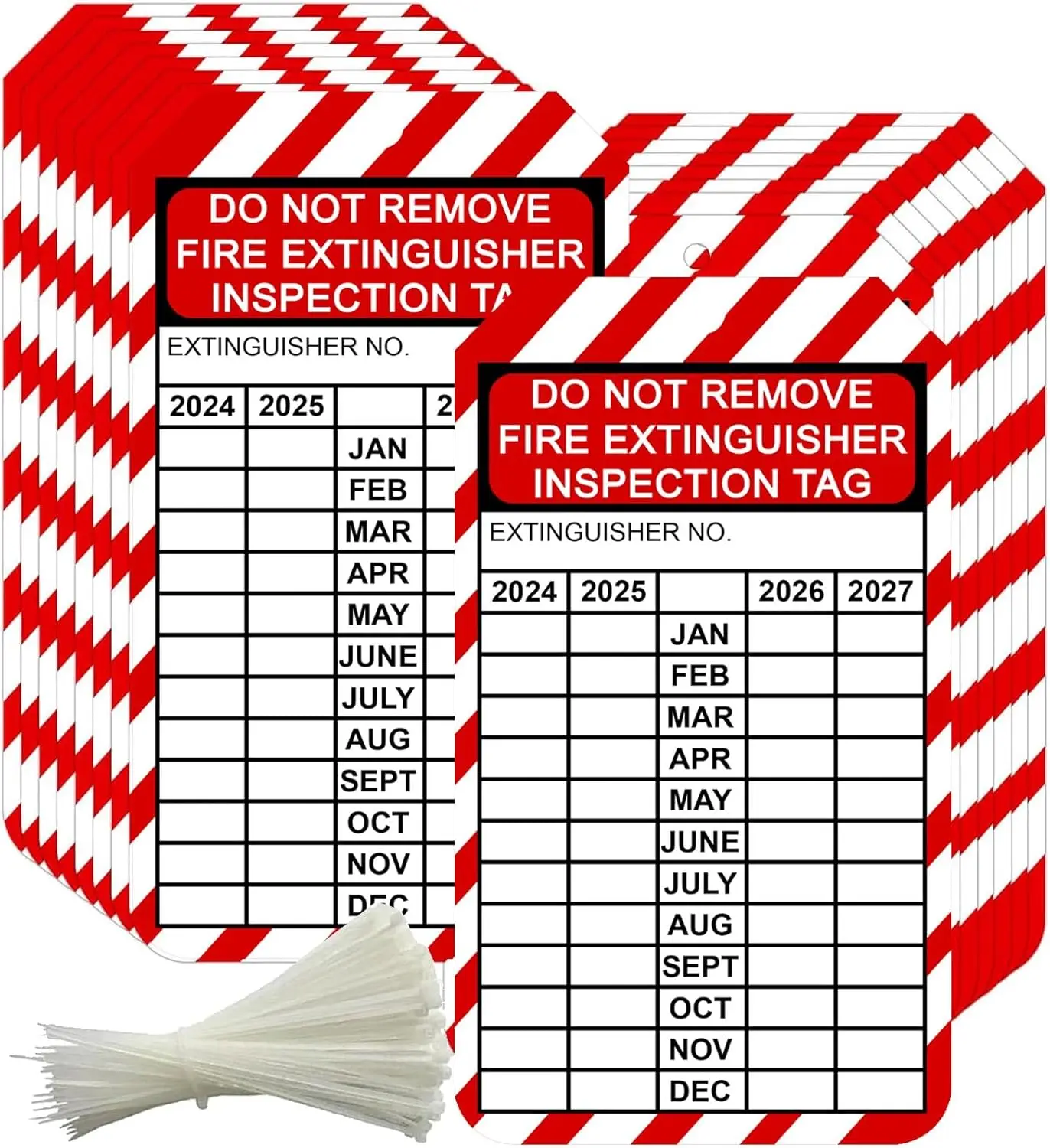 Monthly Fire Extinguisher Inspection Tags Record with Adjustable Ties Extinguisher Inspection Record Tag 25Pcs 3.25x5.75Inch