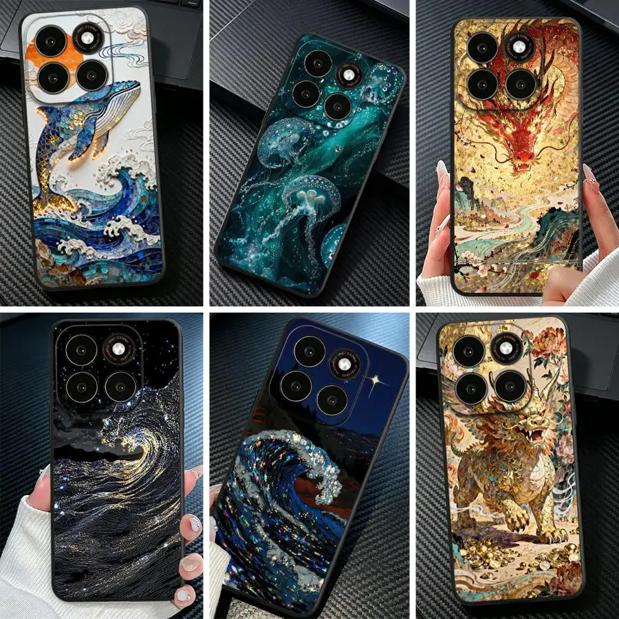 Pixiu Flower Phone Cover Case for Motorola G96 G51 G73 G53 G30 G60s G22 G85 G86 G32 G50 Edge 70 50 40 20 Pro 30 Lite S30 G52 G71