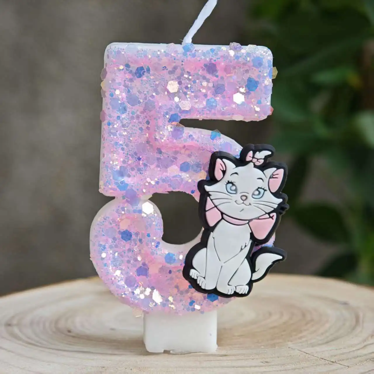 Rosa Süße Marie Katze L Cartoon 0-9 Zahlenkerze für Kinder Babyparty Geburtstag Steckbare Kuchen-Party-Dekoration Geschenkzubehör – Detail 8