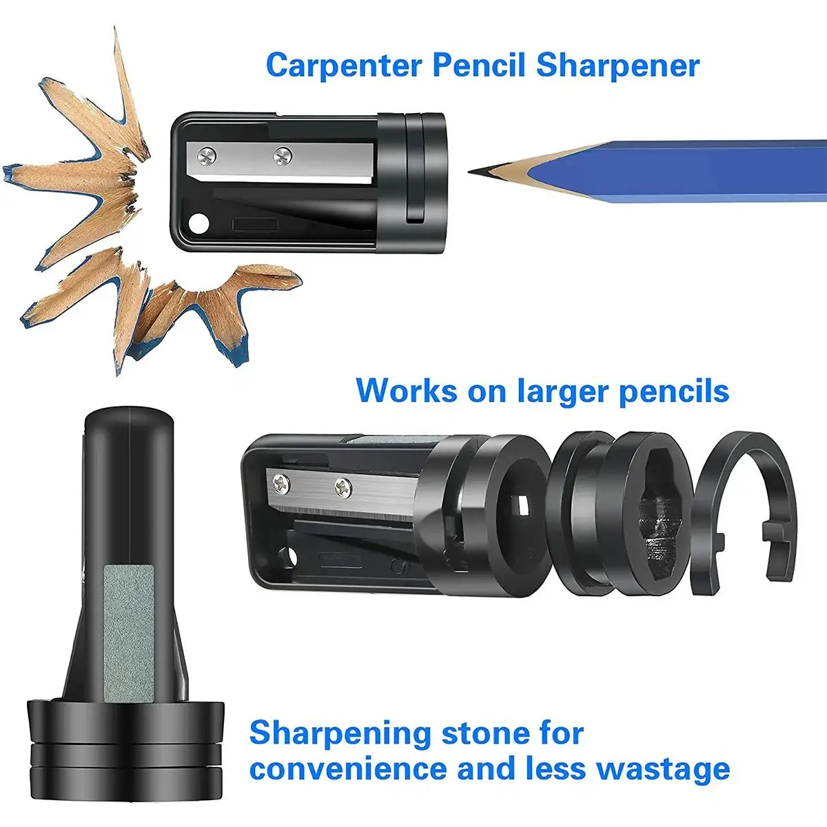 Wood Construction Pencil with Sharpener Carpenter Pencil Retractable Pen Holder Marking Pencils Flat