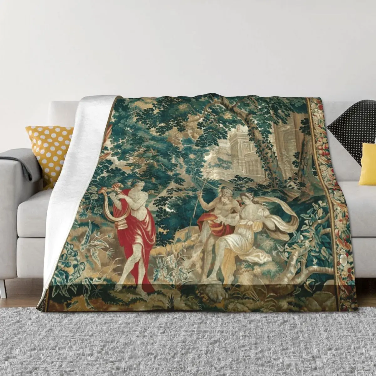 

Orpheus Playing the Lyre to Hades and Persephone, from Orpheus and Eurydice or The Metamorphoses Throw Blanket