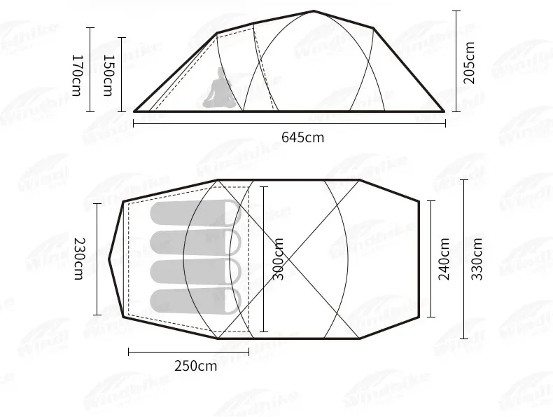 Naturehike Widder-Tunnelzelt, Camping, Outdoor, für 4–6 Personen, großes Raumzelt, 4-Jahreszeiten-Zelt, erweitertes Zelt, Familien-Reisezelt, wasserdicht – Detail 25