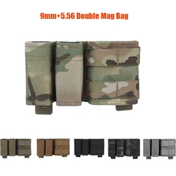 Tactical 5.56 9mm 1+2 Magazine Pouch KYWI Wedge Insert Shorty MAG Bag MOLLE M4 G17 Airsoft Belt Vest Gear with Maclice Clip