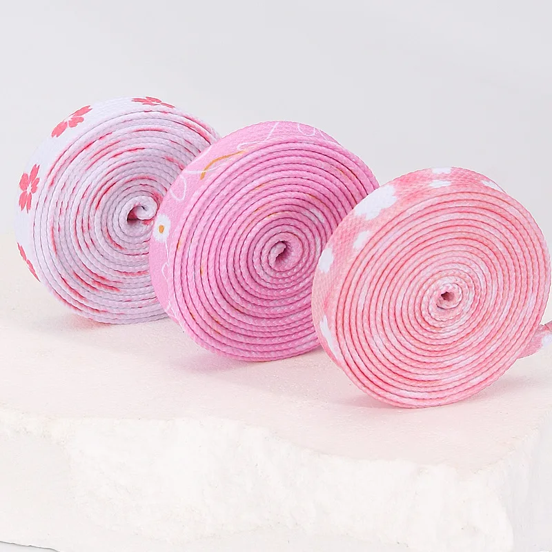 1 pairs NEW Fashion Cherry Blossom Shoelaces Colorful Flat Shoe Laces For Athletic Running Sneakers Shoes Boot  Female Shoelace