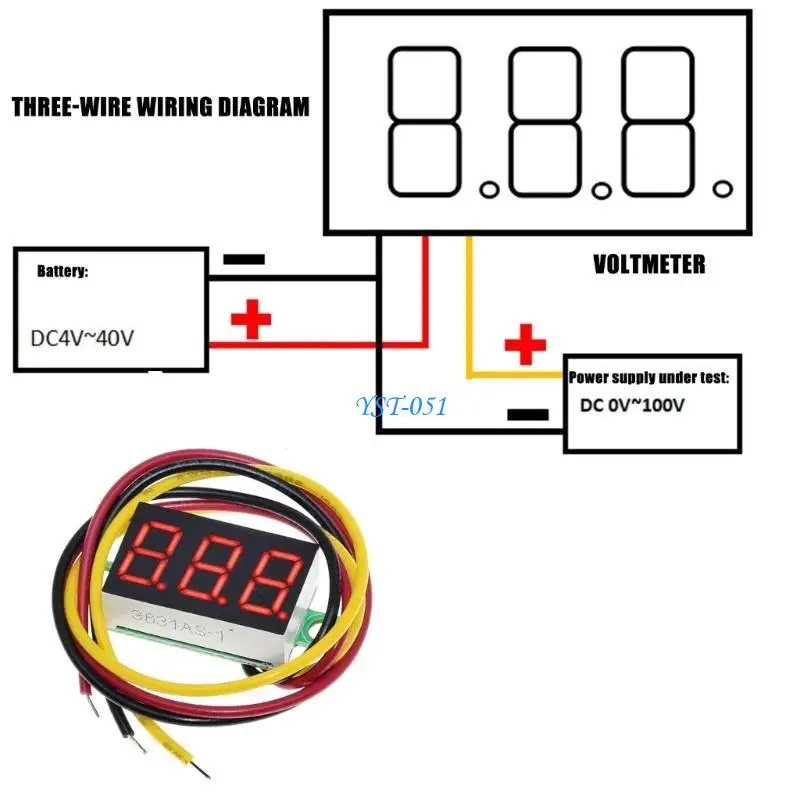 

E15A Miniature 0.36 Inch Voltages Gauges Easy To Read Screen Digital Voltmeter for Automotive & Motorcycle Circuit Testing