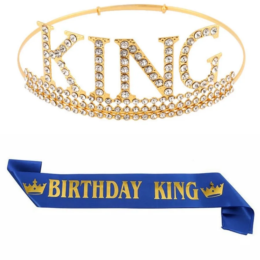 Men's Birthday Crown - Adjustable Size - Birthday King - Ribbon Set - Suitable for birthday parties - view 5