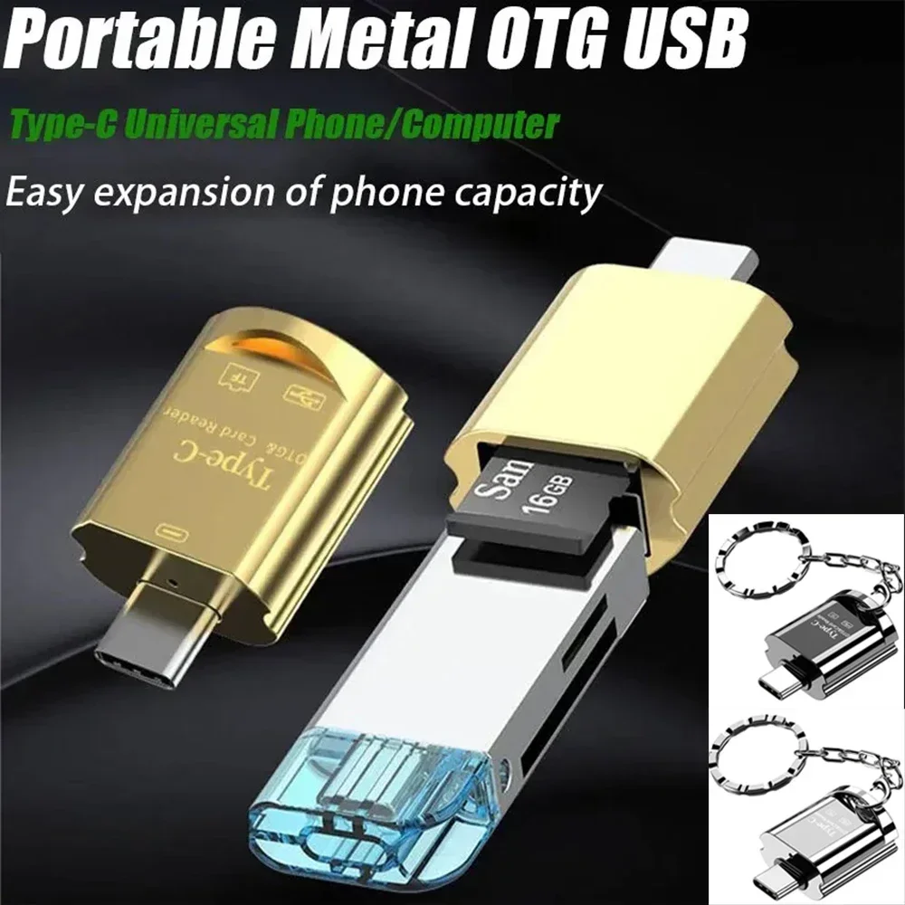 Portable Metal OTG USB Type C Adapter Multi USB-C Adaptador Support TF Card Micro SD U Disk Reader For SmartPhone Tablet Macbook