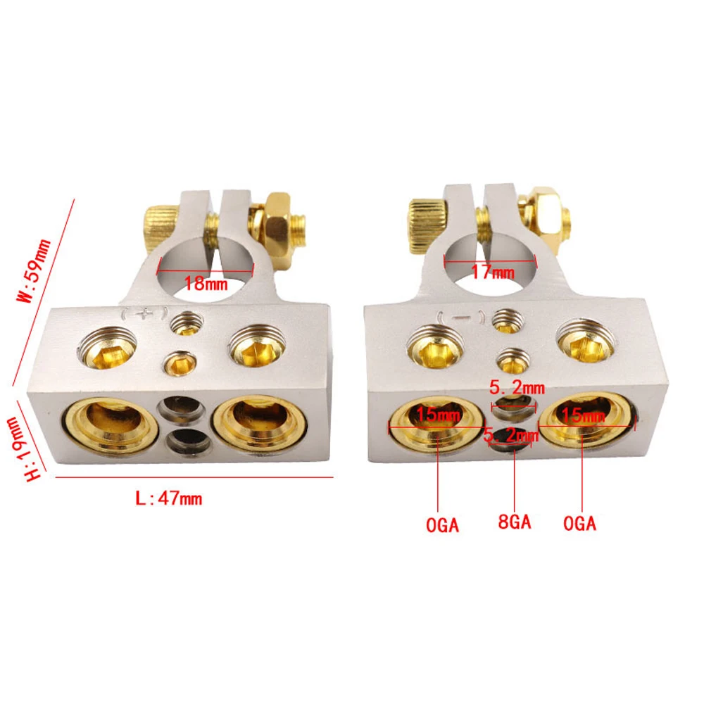 موصلات طرفية لبطارية السيارة 0/2/4/8 مقياس AWG مشابك طرفية للبطارية السلبية الإيجابية رؤوس بطارية تعديل صوت السيارة #3