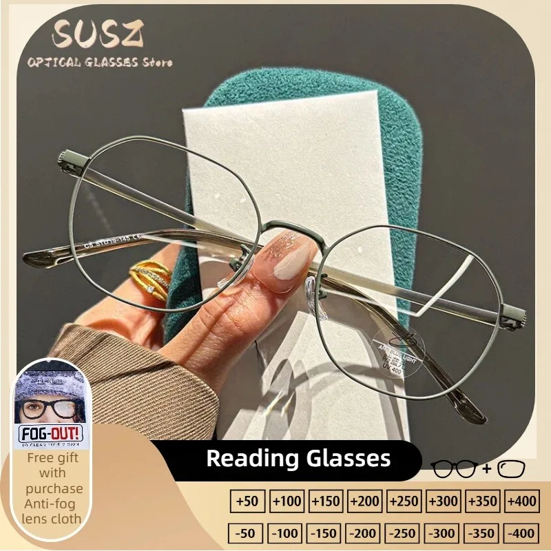

SUSZ Ultralight Polygonal Women Reading Glasses Blue Light Blocking Customized Myopia Glasses Progressive Prescription Eyewear