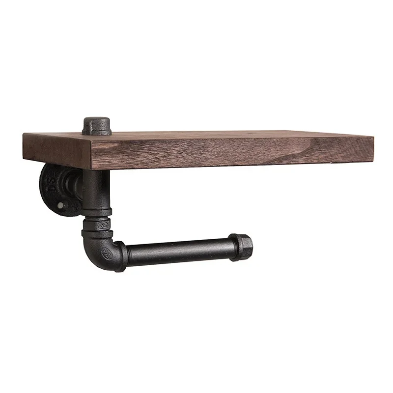 

Toilet Paper Roll Holder With Phone Holder Wall Mounted Shelf Rustic Industrial Floating Water Pipe Rack