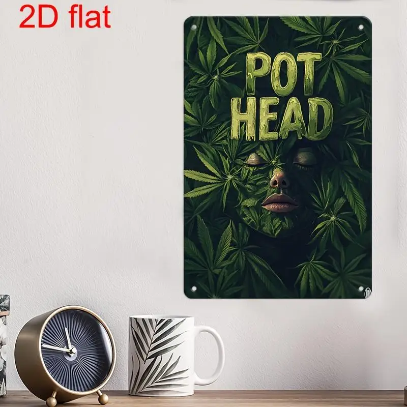 

Винтажная металлическая табличка с рисунком листьев "POT HEAD", прочная, для украшения дома, сада, вечеринок