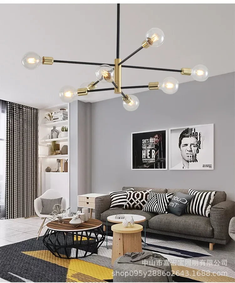 

Modern Nordic Sputnik Black Chandeliers LED Lamp 4/6/8Light Home Lighting Indoor Fixtures Pendant Ceiling Not Included Bulbs