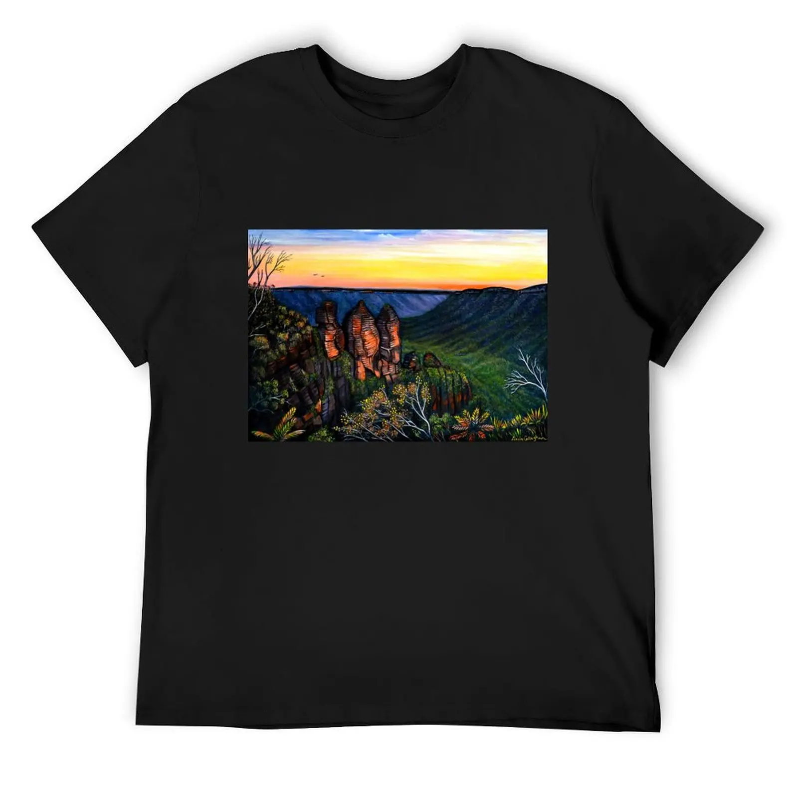 Blue Mountains Sunset T-Shirt plus size ubrania estetyczne ubrania ubrania anime T-shirt męski