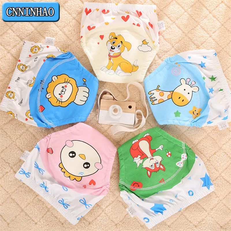 6 Layers Cute Cartoon Printed Toddler Training Pants Baby Washable Underwear Kid Cloth Diaper Infant Breathable Reusable Nappies