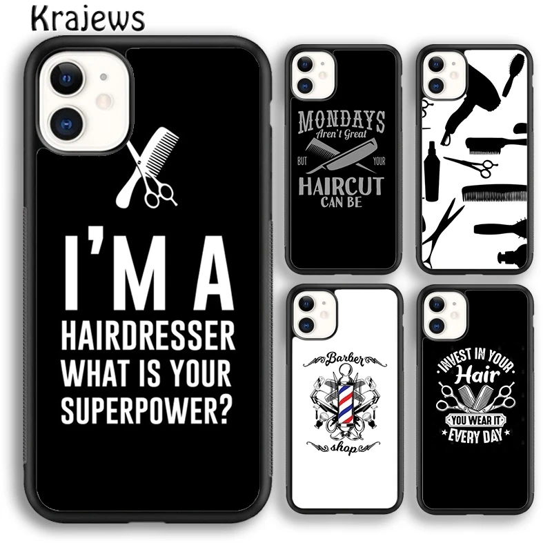 Krajews Hairdresser Comb Hair Salon Phone Case Cover For iPhone 16 15 SE2020 14 6 7 8 plus 11 12 13 pro max coque Fundas