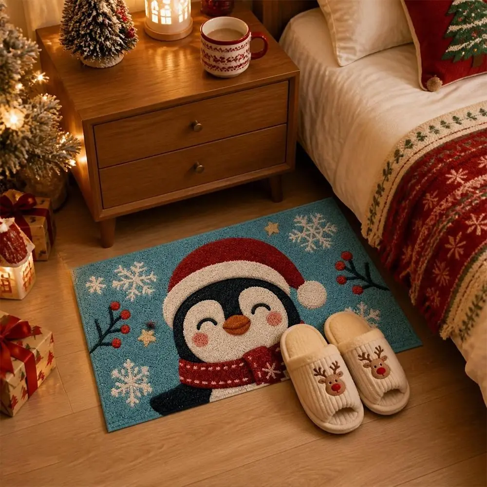 Water-absorbing Christmas Door Mat Santa Claus Design Gingerbread Man Pattern Bathroom Mat Christmas Decor Door Carpet