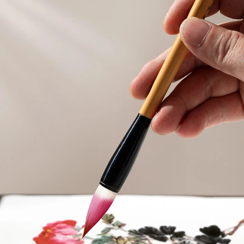 Garlic Bulb Weasel Woolen Mixed Hair Peony Painting Brush Lotus Leaf Peony Lotus Flower Brush Official Script Calligraphy Brush