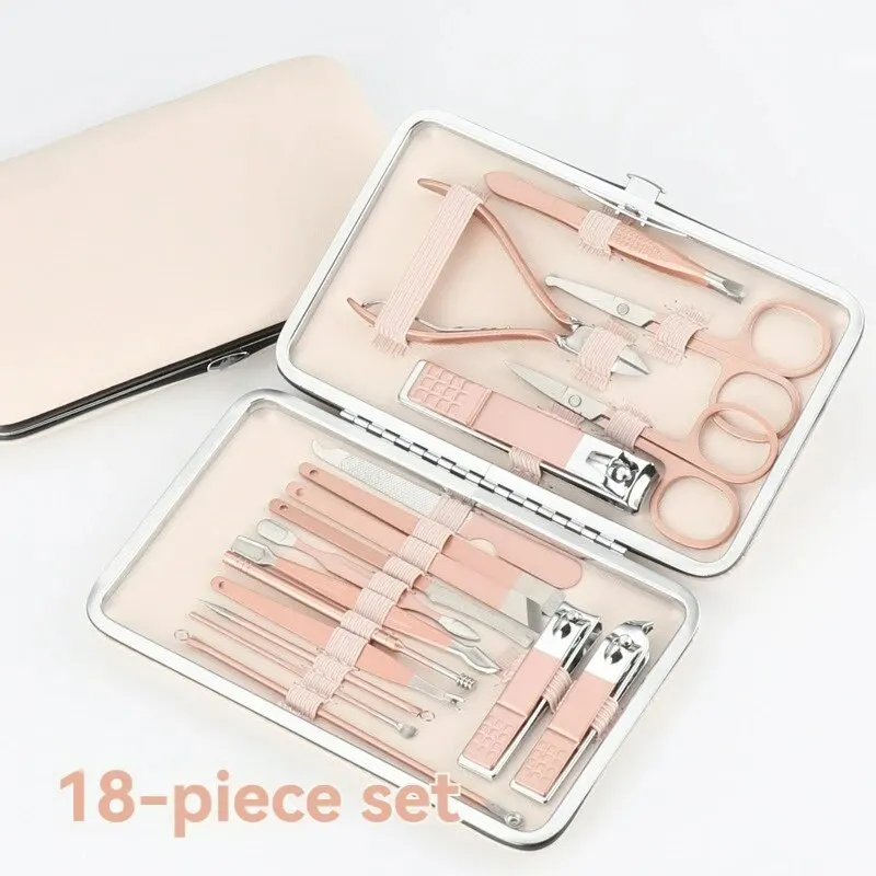 

Manicure Set, Pedicure Kit Nail Clippers Kit, 18 Pieces Stainless SteelNail Scissors, Care Tools, Women Grooming Kit