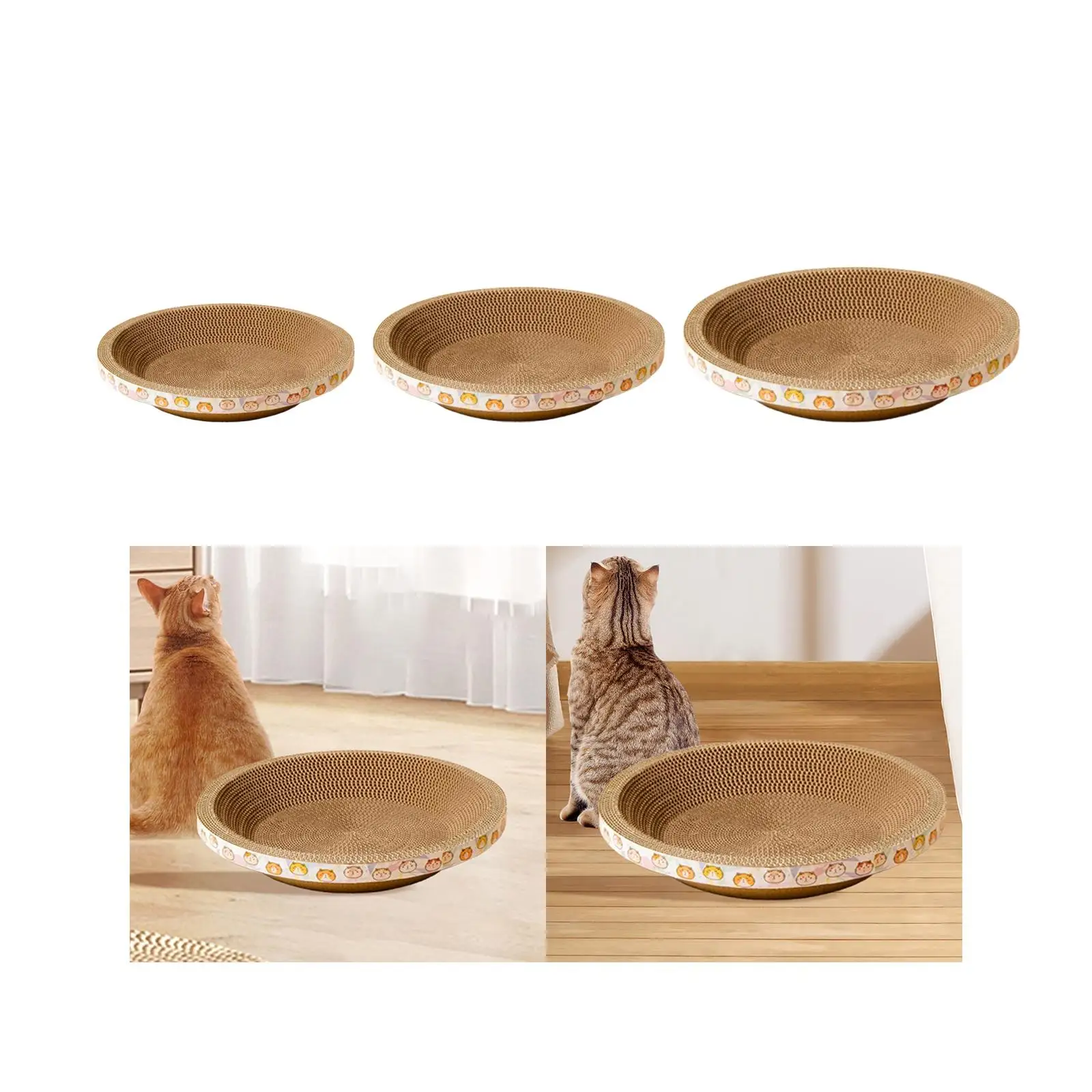 Round Cardboard Cat Scratcher Bed Round Scratching Board for Grinding Claw