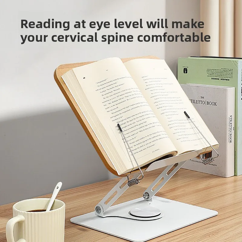 360° Rotating Book Stand, Foldable Tablet/Laptop Holder, Adjustable Reading Rack