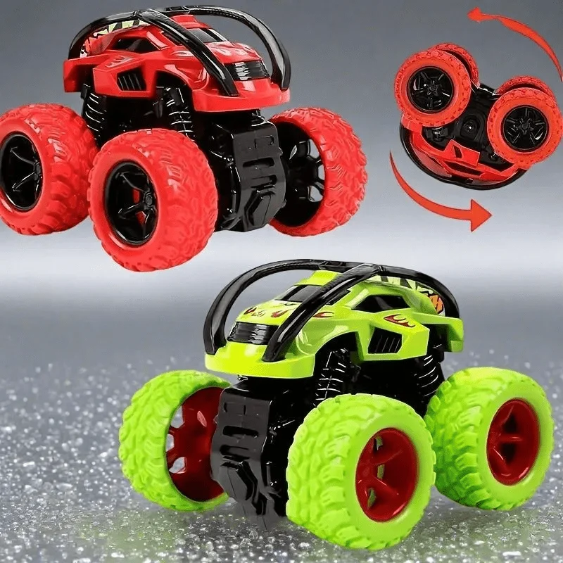 Coche de juguete todoterreno de 4 piezas, juego de juguetes de camión monstruo de juguete de inercia con tracción en las cuatro ruedas para niños, operación Manual, No requiere batería