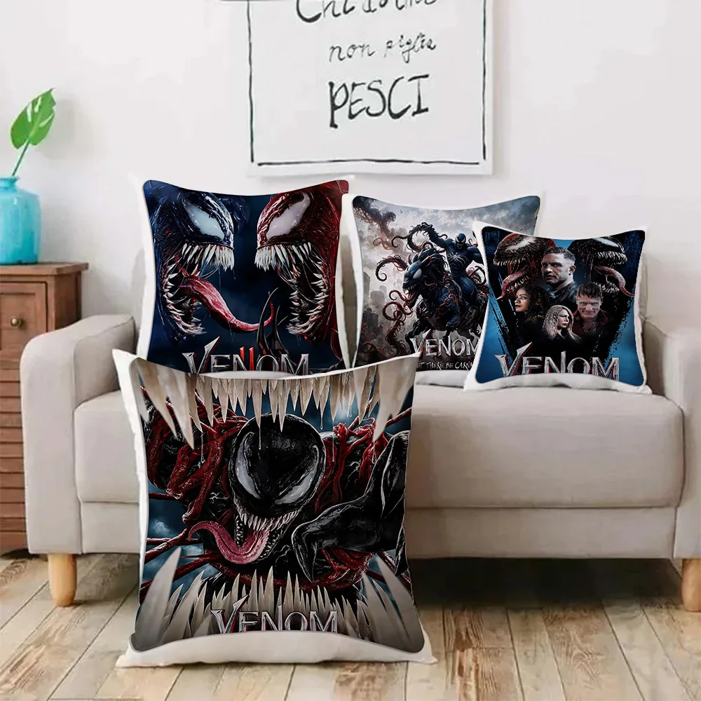 Marvel Hot Movies Venom The Last Dance Pillow Covers Cartoon Sofa Decorative Home Double-sided Printing Short Plush Cushion