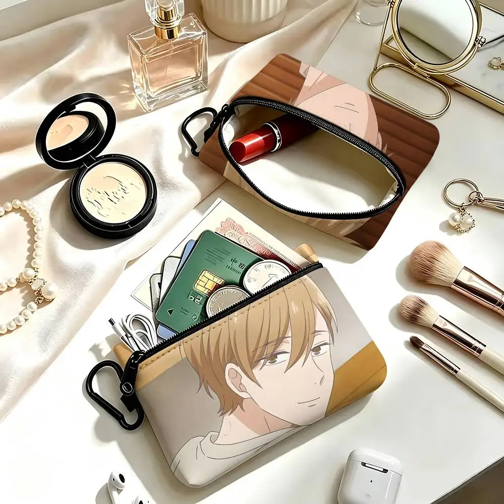 1pc Masaki Fujiyoshi Anime Characters Coin Purse With Carabiner Hook Portable Key Card Wallet Small Zipper Storage Pouch