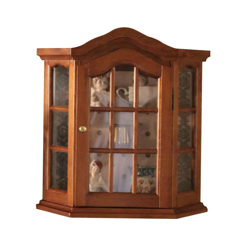 Display Window Decoration In Solid Wood Cup Holder French Retro Wall-mounted Multi-layer Storage Antique Rack Display Cabinet
