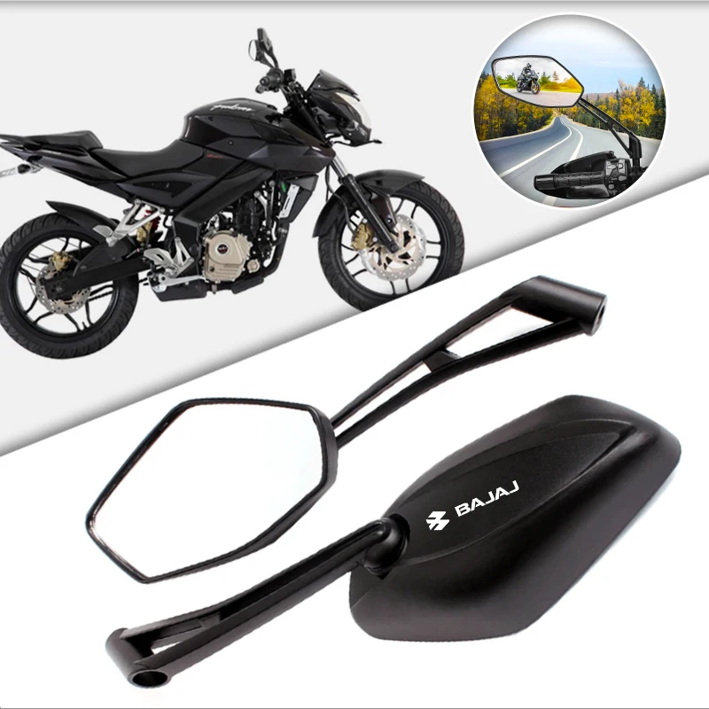 1 Pair Motorcycle Rear Mirror Aluminum Alloy ABS White Glass Accessories For Bajaj Dominar 250 400 Avenger Pulsar NS/200 RS/200