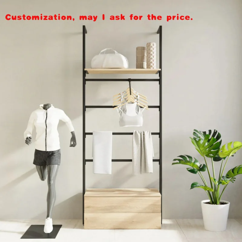 

custom.Floor-Standing Display Rack Modern Metal Wood Garment Stand Clothes Shelving Clothing Retail Store