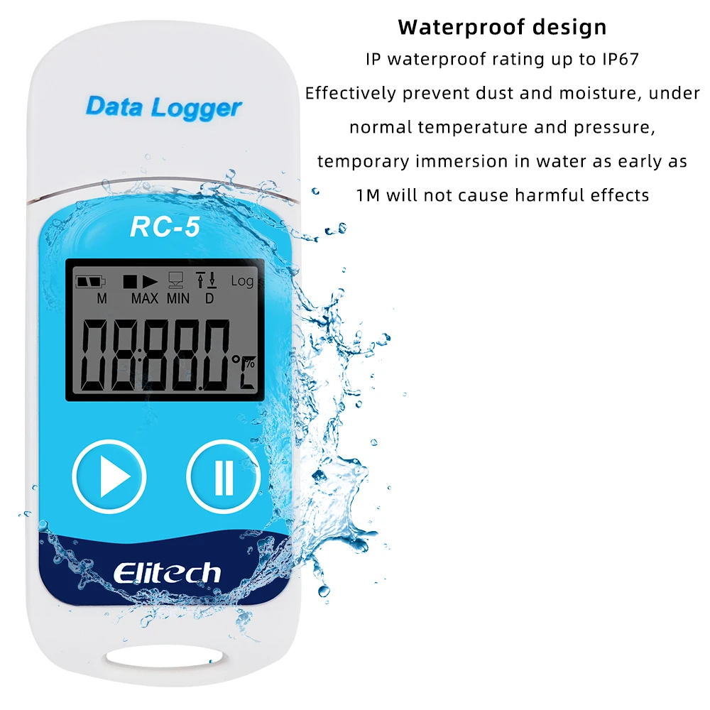 Elitech RC-5+ USB-Datenlogger-Recorder, PDF, wiederverwendbarer Temperatur-Datenlogger, Upgrade für Kühlung, Kaltketten-Transportlabore – Detail 10