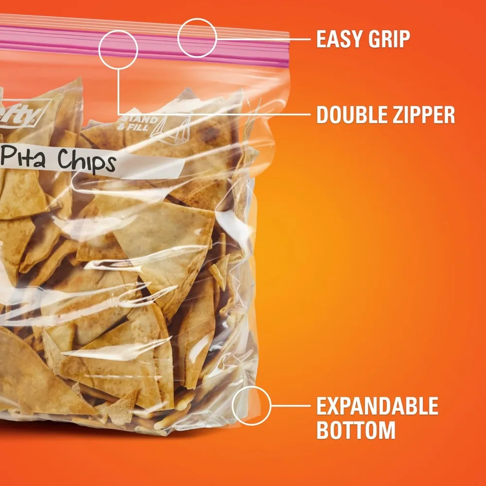 Press to Close Plastic Bags Gallon Size for Food Storage Fresh Freezer 20 Count Reusable Zipper Lock Kitchen Storage Bags