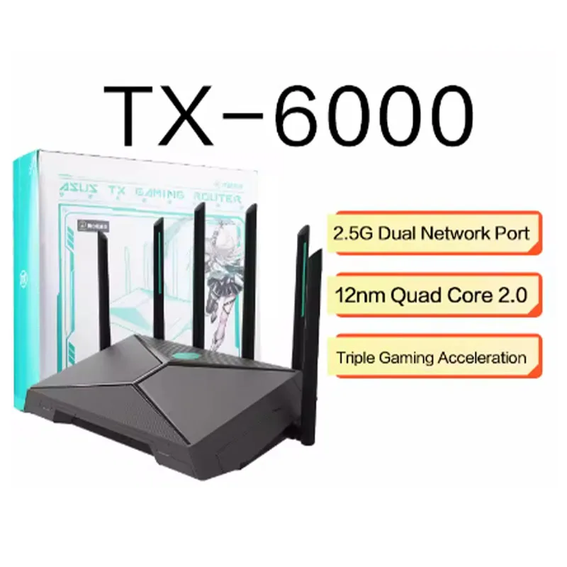 ASUS Router E-sports Game Router WiFi6 Dual Band Wall Piercing King Game E-sports Aceleração Dual 2.5G Portas Velocidade 6000M
