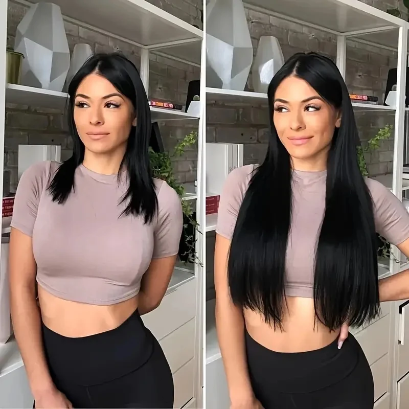 Straight 13x4 HD Transparent Lace Front Wig 28 30 32 Inch 13x6 Lace Frontal Wigs Human Hair 200 Density Brazilian Natural Black