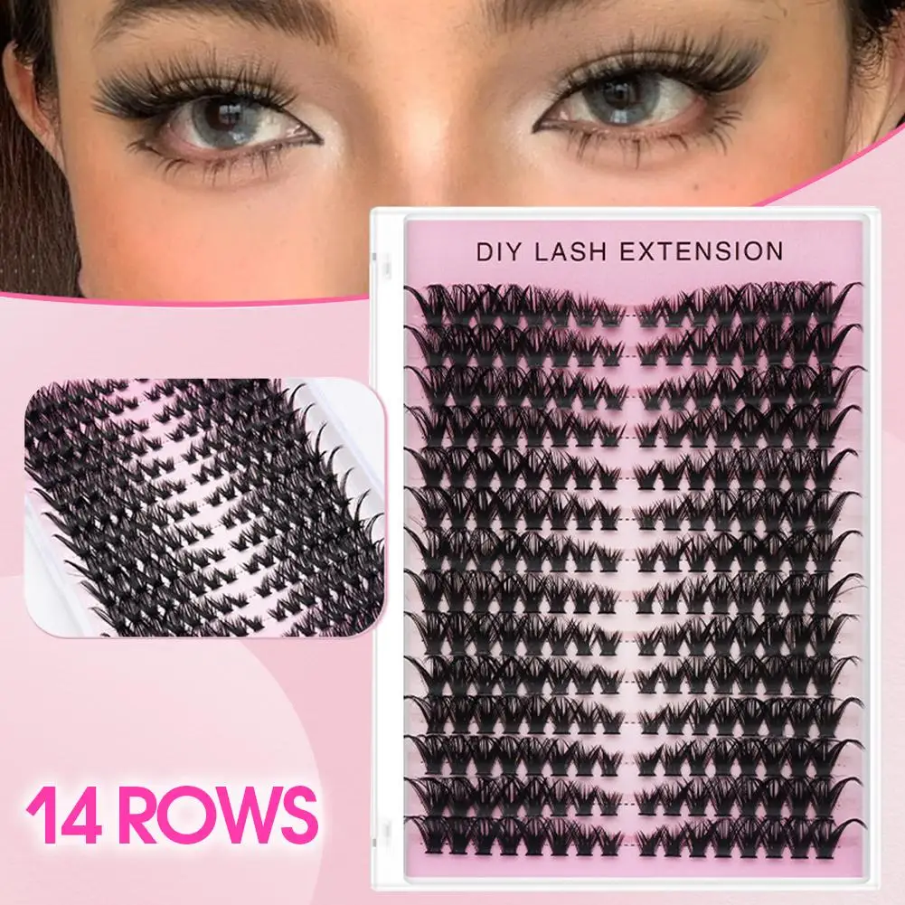 14 rangées de faux cils segmentés, bricolage, naturel, moelleux, vaporeux, œil de chat, Extension de cils simples, outils de maquillage
