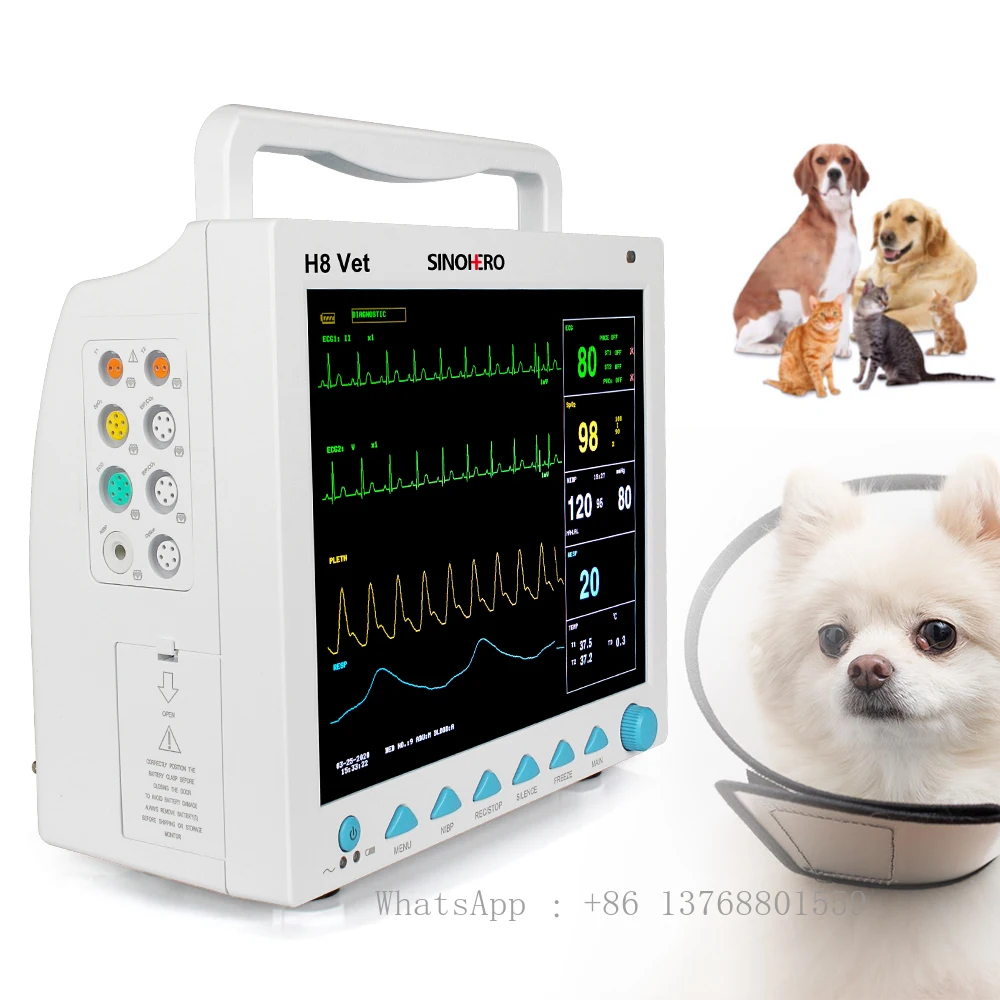 12.1inch Portable Vet Multi-parameter SINOHERO H8-VET Patient Monitor Veterinary Multiparameter 6 Patient Monitor