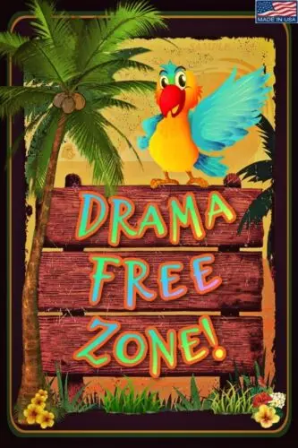 Les plus grands signes du monde ! 8X12 METAL DRAMA FREE ZONE! TIKI BAR POOL HOT TUB BEACH-Aluminium