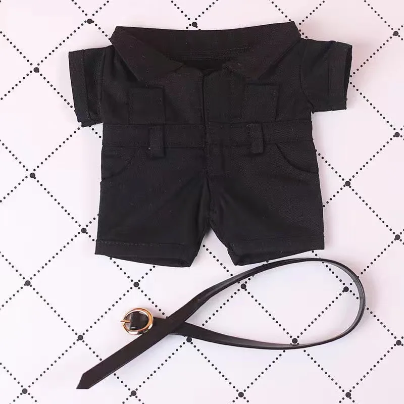 20cm Dolls Clothes Suit Black Onesie Belt Cool Tank Necklace Shoes Handsome Cotton Doll Clothes Toy Dolls Outfit for Korea Dolls