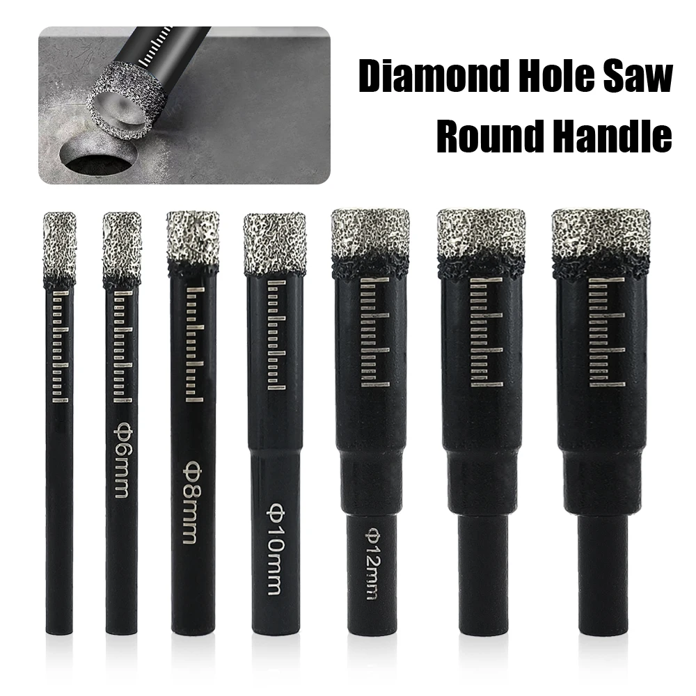 5 6 8 10 12 14 16 мм Алмазная кольцевая пила с круглой ручкой и сухой пайкой для фарфоровой плитки, мрамора, стекла, керамической коронки, сверло