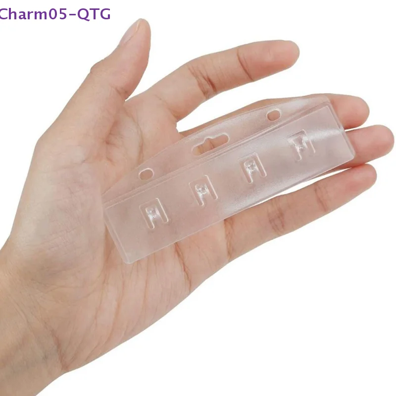 Hot！Pack Of 5 Horizontal Half Card Badge Holder For Swipe ID Cards Frosted Rigid carbonate Plastic-Transparent