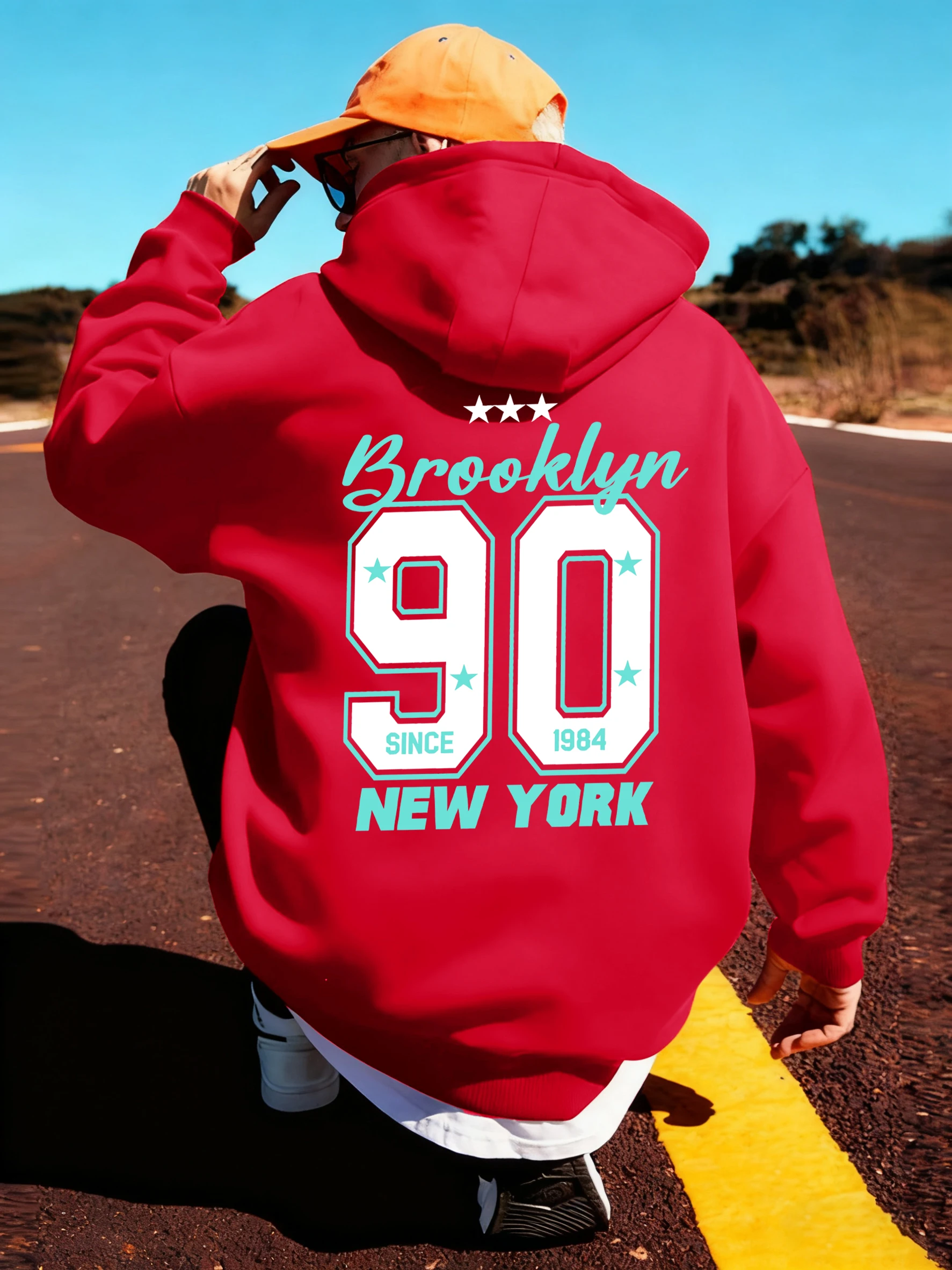 

Brooklyn США Нью-Йорк 90, мужская толстовка для бега с принтом, флисовая толстовка большого размера, осенняя одежда, повседневная мужская спортивная одежда с карманами