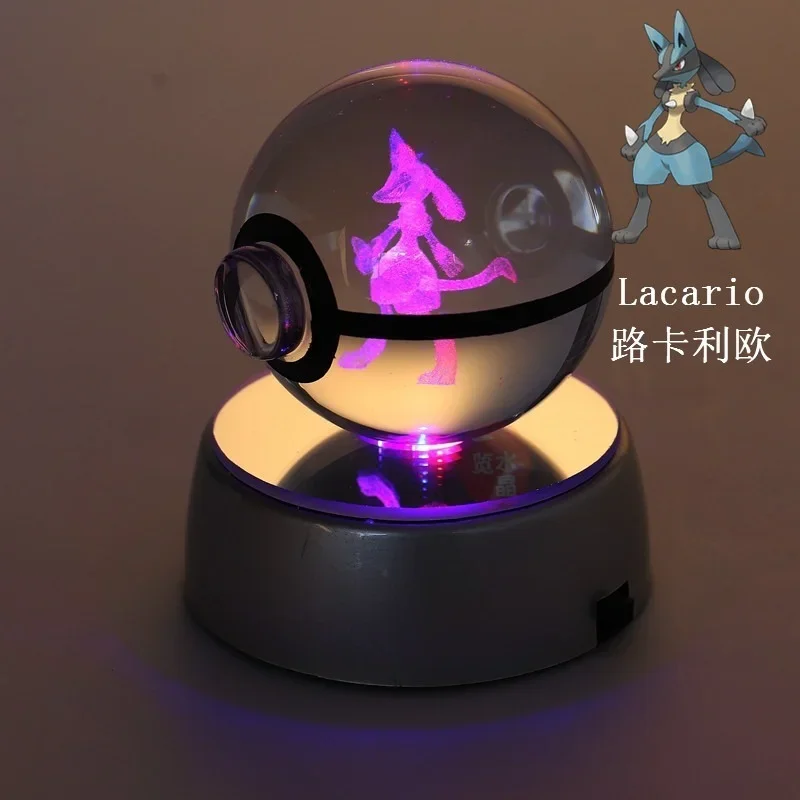 Anime Pokemon 3D Crystal Ball Toys Pikachu eevee Mew Piplup LED Light Anime Figurine Pokeball giocattolo per bambini regalo ANIME da collezione