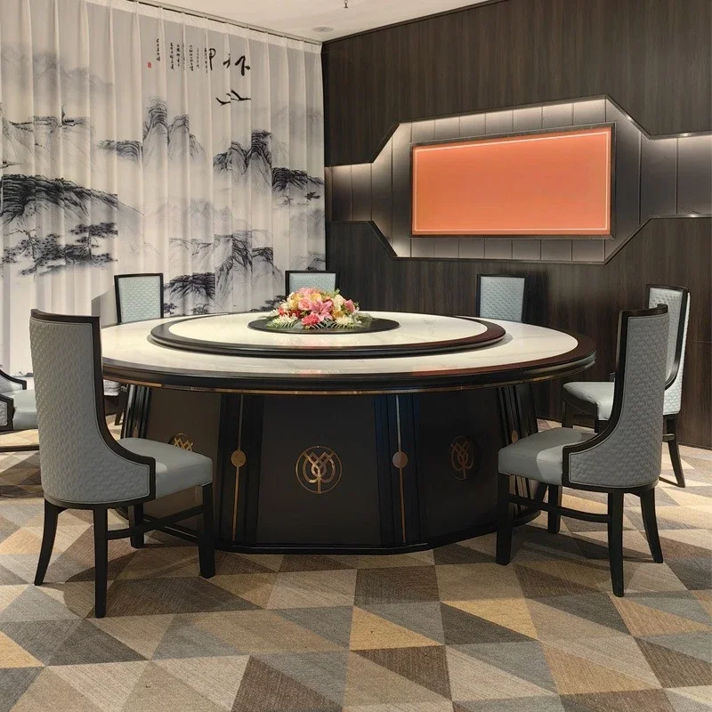 طعام كهربائي للفندق، طاولة مستديرة كبيرة من الخشب الصلب والرخام