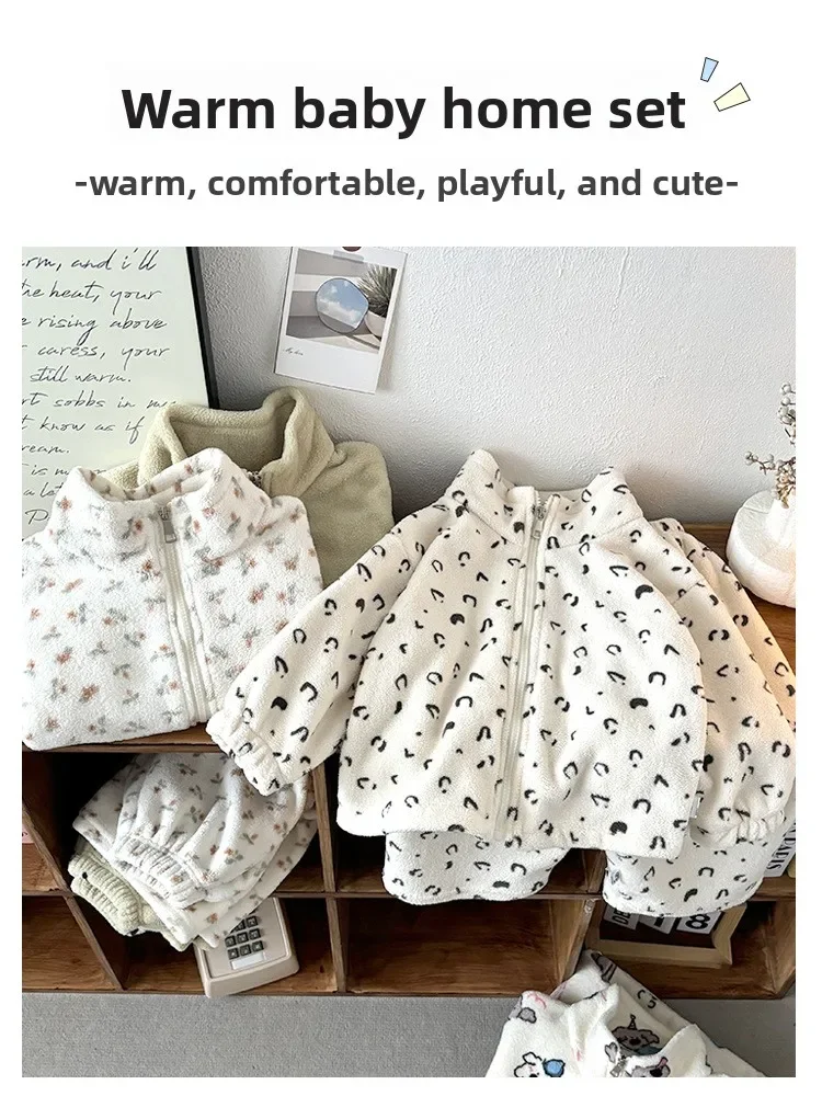2026 Kinder-Mädchenkleidung Neues Plüsch-Set aus Fleece mit Cartoon-Motiv, Lässige Freizeitkleidung für Zuhause, Oberteile und Unterteile für Kinder – Detail 3