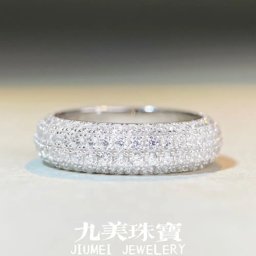 

PT950 platinum hip-hop full-diamond ring, men's or women's zirconium ring